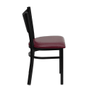 MoTak M203 Restaurant Chair w/ Coffee Cutout - Black Powder Coated Steel Frame w/ Burgundy Vinyl Seat thumbnail 2