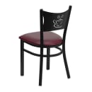 MoTak M203 Restaurant Chair w/ Coffee Cutout - Black Powder Coated Steel Frame w/ Burgundy Vinyl Seat thumbnail 3