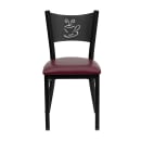 MoTak M203 Restaurant Chair w/ Coffee Cutout - Black Powder Coated Steel Frame w/ Burgundy Vinyl Seat thumbnail 4