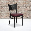 MoTak M203 Restaurant Chair w/ Coffee Cutout - Black Powder Coated Steel Frame w/ Burgundy Vinyl Seat thumbnail 5