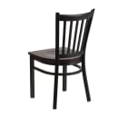 MoTak M204 Restaurant Chair w/ Slat Back - Walnut Wood Seat w/ Black Powder Coated Steel Frame thumbnail 2