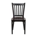 MoTak M204 Restaurant Chair w/ Slat Back - Walnut Wood Seat w/ Black Powder Coated Steel Frame thumbnail 5