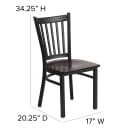 MoTak M204 Restaurant Chair w/ Slat Back - Walnut Wood Seat w/ Black Powder Coated Steel Frame thumbnail 6