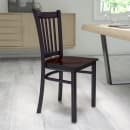 MoTak M204 Restaurant Chair w/ Slat Back - Walnut Wood Seat w/ Black Powder Coated Steel Frame thumbnail 8