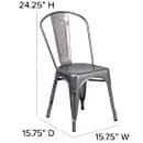 MoTak M205 Stackable Side Chair w/ Vertical Slat Back - Distressed Silver Powder Coated Metal, Indoor/Outdoor thumbnail 2