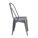 MoTak M205 Stackable Side Chair w/ Vertical Slat Back - Distressed Silver Powder Coated Metal, Indoor/Outdoor thumbnail 4