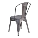 MoTak M205 Stackable Side Chair w/ Vertical Slat Back - Distressed Silver Powder Coated Metal, Indoor/Outdoor thumbnail 5