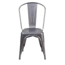 MoTak M205 Stackable Side Chair w/ Vertical Slat Back - Distressed Silver Powder Coated Metal, Indoor/Outdoor thumbnail 6