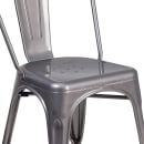 MoTak M205 Stackable Side Chair w/ Vertical Slat Back - Distressed Silver Powder Coated Metal, Indoor/Outdoor thumbnail 7