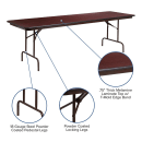 MoTak M208 96" x 30" Rectangular Folding Table - Mahogany Melamine Laminate Top w/ Pedestal Legs thumbnail 3