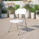 MoTak M209 Indoor/Outdoor Folding Chair - White Plastic Back & Seat w/ Gray Steel Frame thumbnail 11