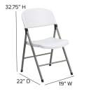 MoTak M209 Indoor/Outdoor Folding Chair - White Plastic Back & Seat w/ Gray Steel Frame thumbnail 2