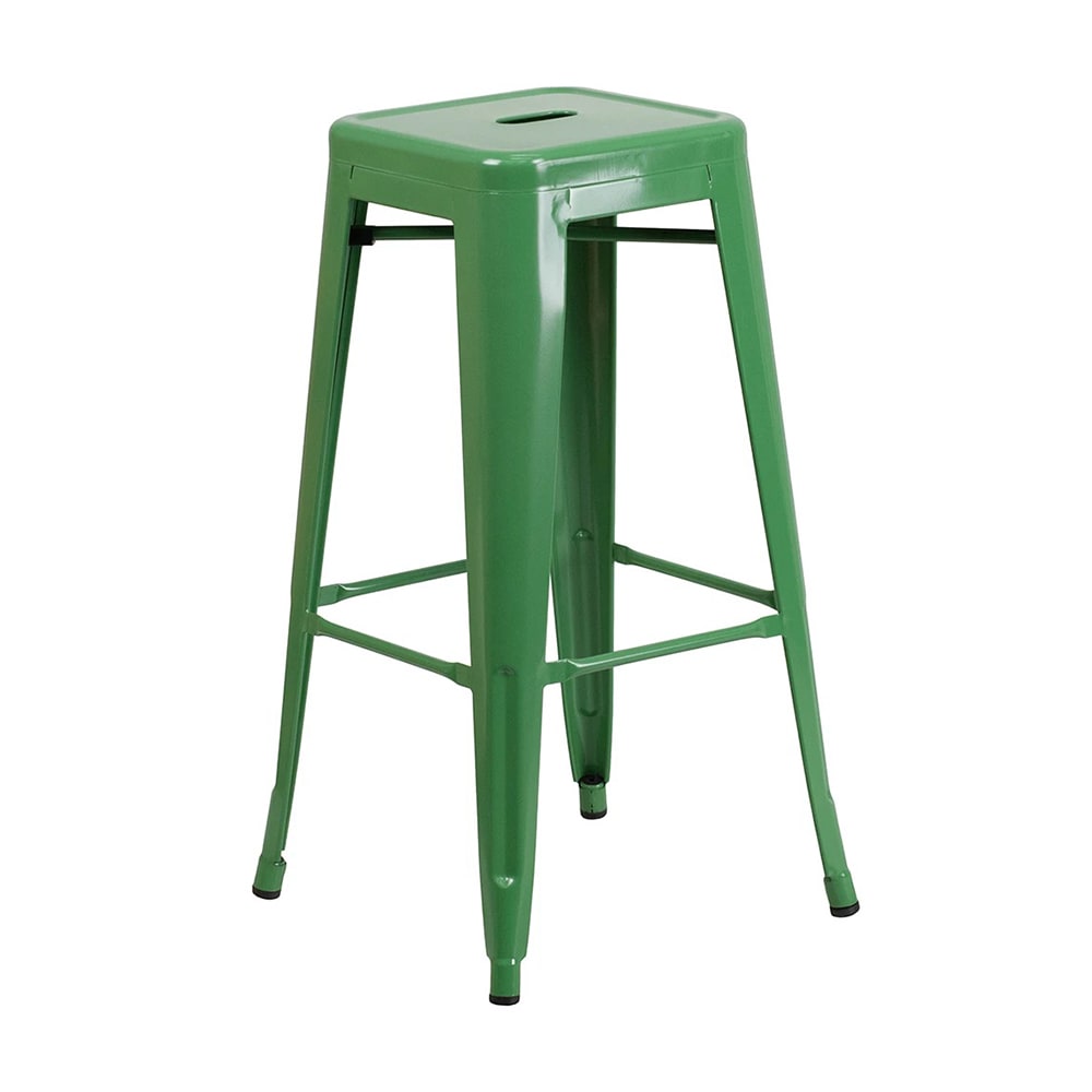 MoTak M210 Backless Bar Stool - Power Coated Steel, Green