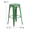 MoTak M210 Backless Bar Stool - Power Coated Steel, Green thumbnail 2