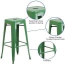 MoTak M210 Backless Bar Stool - Power Coated Steel, Green thumbnail 3