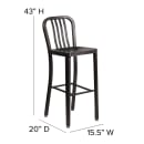 MoTak M211 Bar Stool w/ Vertical Slat Back - Powder Coated Steel, Black Antique Gold thumbnail 2