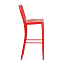 MoTak M212 Bar Stool w/ Vertical Slat Back - Powder Coated Steel, Red thumbnail 3