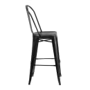 MoTak M213 Bar Stool w/ Curved Back - Powder Coated Steel, Distressed Black thumbnail 3
