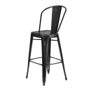 MoTak M213 Bar Stool w/ Curved Back - Powder Coated Steel, Distressed Black thumbnail 4