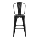 MoTak M213 Bar Stool w/ Curved Back - Powder Coated Steel, Distressed Black thumbnail 5
