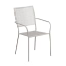 MoTak M215 35 1/4" Square Patio Table w/ (4) Square Back Arm Chairs - Steel, Light Gray w/ Rainflower Design thumbnail 2