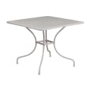 MoTak M215 35 1/4" Square Patio Table w/ (4) Square Back Arm Chairs - Steel, Light Gray w/ Rainflower Design thumbnail 3