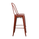MoTak M216 Bar Stool w/ Curved Back - Powder Coated Steel, Distressed Kelly Red thumbnail 3