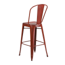 MoTak M216 Bar Stool w/ Curved Back - Powder Coated Steel, Distressed Kelly Red thumbnail 4