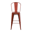 MoTak M216 Bar Stool w/ Curved Back - Powder Coated Steel, Distressed Kelly Red thumbnail 5