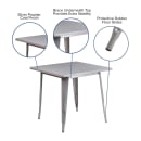 MoTak M217 31 1/2" Square Dining Height Table - Silver Powder Coated Steel, Indoor/Outdoor thumbnail 2