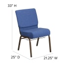 MoTak M220 Stackable Extra Wide Church Chair - Gold Steel Frame w/ Blue Fabric Back & Seat thumbnail 2