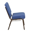 MoTak M220 Stackable Extra Wide Church Chair - Gold Steel Frame w/ Blue Fabric Back & Seat thumbnail 3