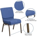 MoTak M220 Stackable Extra Wide Church Chair - Gold Steel Frame w/ Blue Fabric Back & Seat thumbnail 6