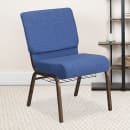 MoTak M220 Stackable Extra Wide Church Chair - Gold Steel Frame w/ Blue Fabric Back & Seat thumbnail 9