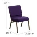 MoTak M221 Stackable Extra Wide Church Chair - Gold Steel Frame w/ Royal Purple Fabric Back & Seat thumbnail 2