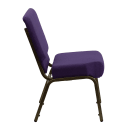 MoTak M221 Stackable Extra Wide Church Chair - Gold Steel Frame w/ Royal Purple Fabric Back & Seat thumbnail 3
