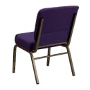 MoTak M221 Stackable Extra Wide Church Chair - Gold Steel Frame w/ Royal Purple Fabric Back & Seat thumbnail 4