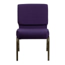 MoTak M221 Stackable Extra Wide Church Chair - Gold Steel Frame w/ Royal Purple Fabric Back & Seat thumbnail 5