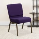 MoTak M221 Stackable Extra Wide Church Chair - Gold Steel Frame w/ Royal Purple Fabric Back & Seat thumbnail 9