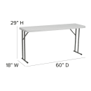 MoTak M223 60 " x 18" Rectangular Folding Training Table - Granite White Plastic Top w/ Powder Coat Metal Legs thumbnail 2