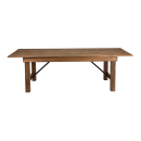 MoTak M227 Rectangular Folding Farm Table - Rustic Plank Top, Wood Legs & Black Steel Posts, 96"W x 40"D x 30"H thumbnail 3