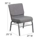 MoTak M229 Stackable Extra Wide Church Chair - Silver Steel Frame w/ Gray Polyester Back & Seat thumbnail 2