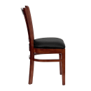 MoTak M230 Restaurant Chair w/ Vertical Slat Back - Black Vinyl Seat w/ Mahogany Finished Beechwood Frame thumbnail 3