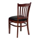 MoTak M230 Restaurant Chair w/ Vertical Slat Back - Black Vinyl Seat w/ Mahogany Finished Beechwood Frame thumbnail 4