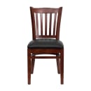 MoTak M230 Restaurant Chair w/ Vertical Slat Back - Black Vinyl Seat w/ Mahogany Finished Beechwood Frame thumbnail 5