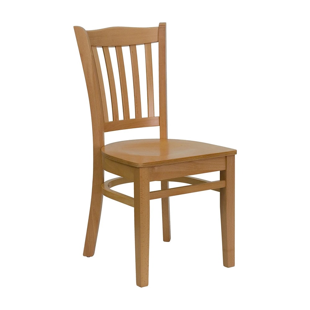 MoTak M231 Restaurant Chair w/ Vertical Slat Back - Natural Finished Beechwood