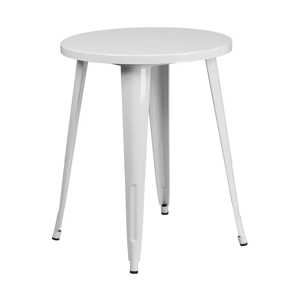 MoTak M233 24" Round Dining Height Table - White Powder Coated Metal, Indoor/Outdoor