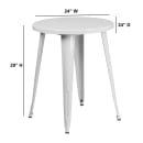MoTak M233 24" Round Dining Height Table - White Powder Coated Metal, Indoor/Outdoor thumbnail 2