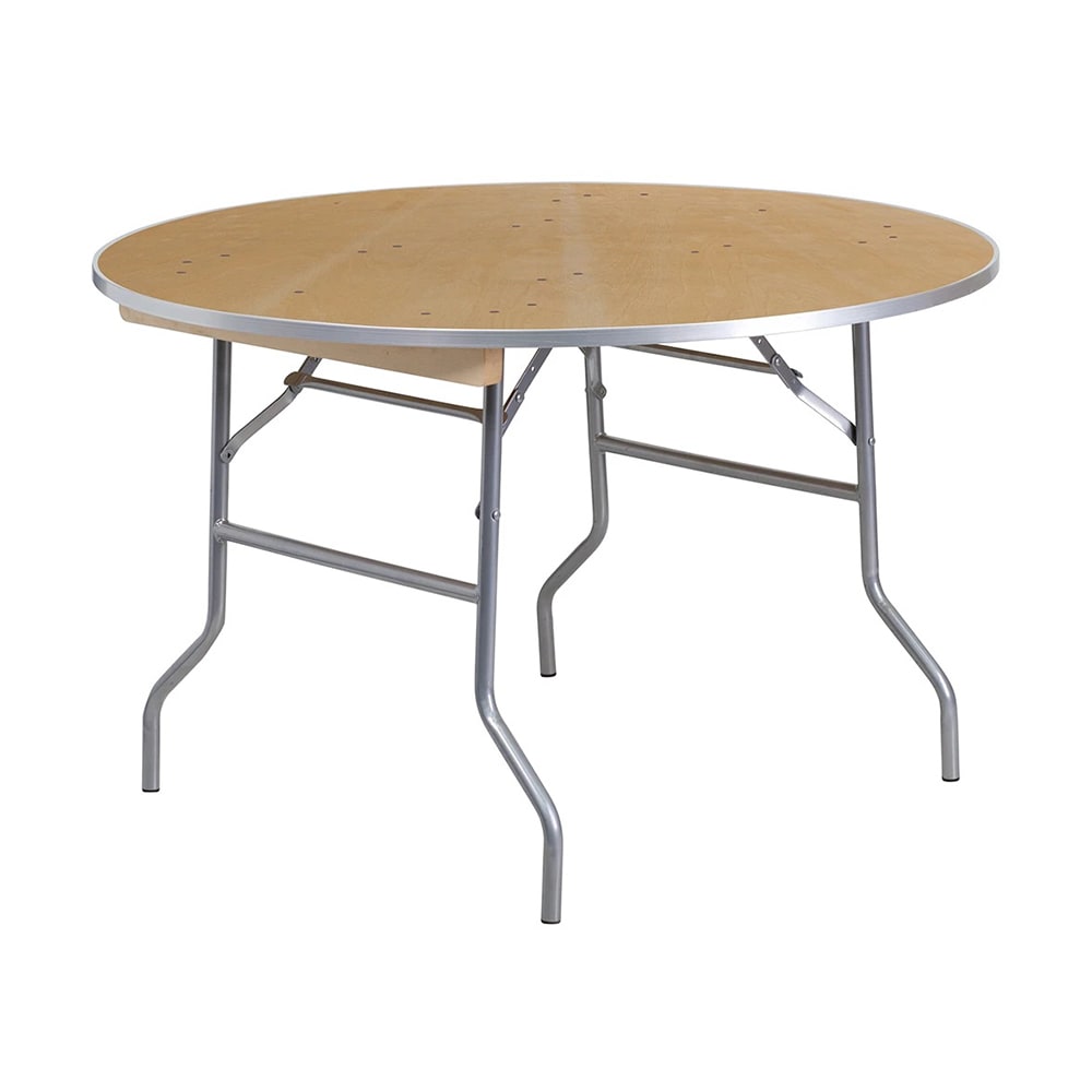 MoTak M235 48" x 30"H Round Banquet Table w/ Birchwood Top - Folding