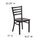 MoTak M236 Restaurant Chair w/ Ladder Back - Walnut Wood Seat w/ Black Powder Coated Steel Frame thumbnail 2